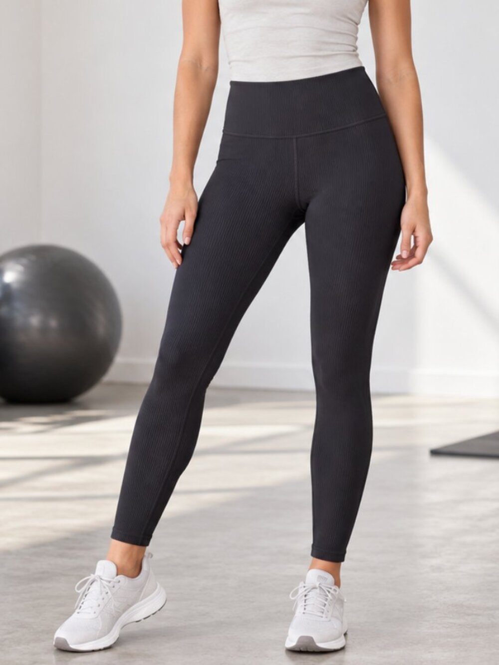 Athleta Black Elation Rib Tight Large